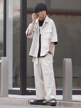 「shiki tokyo（シキトウキョウ）のアイテム（サンダル）」を使った、にっしーさん（メンズ・180cm）の夏コーディネート