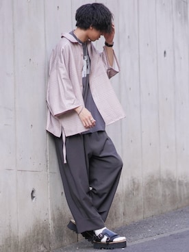 「shiki tokyo（シキトウキョウ）のアイテム（サンダル）」を使った、にっしーさん（メンズ・180cm）の夏コーディネート