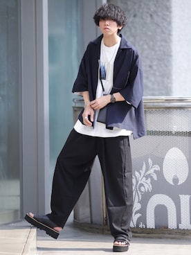 「shiki tokyo（シキトウキョウ）のアイテム（サンダル）」を使った、にっしーさん（メンズ・180cm）の夏コーディネート