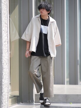 「shiki tokyo（シキトウキョウ）のアイテム（サンダル）」を使った、にっしーさん（メンズ・180cm）の夏コーディネート