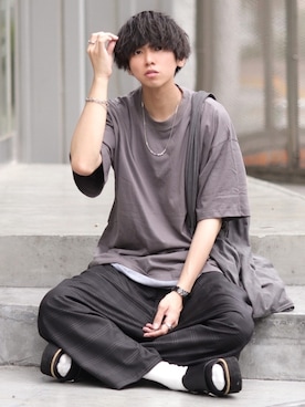 「shiki tokyo（シキトウキョウ）のアイテム（サンダル）」を使った、にっしーさん（メンズ・180cm）の夏コーディネート