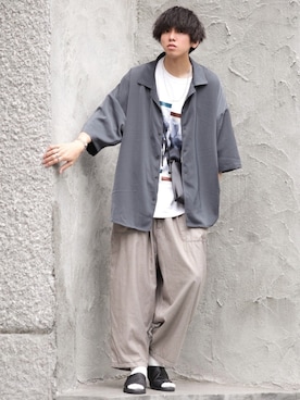 「shiki tokyo（シキトウキョウ）のアイテム（バッグ）」を使った、にっしーさん（メンズ・180cm）の夏コーディネート