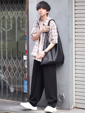 「CREARE -LINO-（クレアーレリノ）のアイテム（トップス）」を使った、にっしーさん（メンズ・180cm）の夏コーディネート