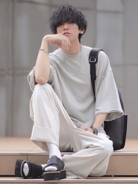 「shiki tokyo（シキトウキョウ）のアイテム（パンツ）」を使った、にっしーさん（メンズ・180cm）の夏コーディネート