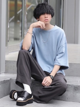 「shiki tokyo（シキトウキョウ）のアイテム（パンツ）」を使った、にっしーさん（メンズ・180cm）の夏コーディネート