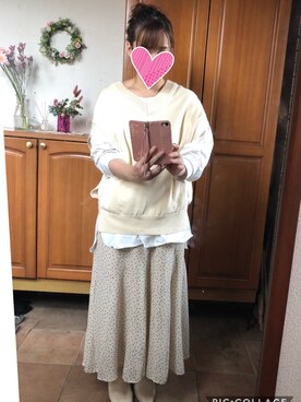 「DouDou（ドゥドゥ）のアイテム（トップス、ベージュ系）」を使った、satoko1019さん（レディース・160cm）の秋コーディネート