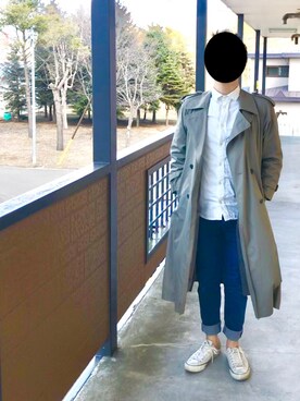「H&M（エイチ・アンド・エム）のアイテム（シャツ/ブラウス、ホワイト系）」を使った、d さん（メンズ・172cm）の春コーディネート