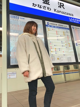 「アイテム（ブルゾン）」を使った、Momo🍑さん（レディース・158cm・10代）の冬コーディネート
