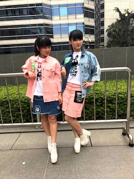 「MINI CREAMのアイテム（ジャケット/アウター）」を使った、樂樺さん（レディース・155cm）の春コーディネート