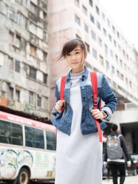 「PULL&BEAR（プルアンドベア）のアイテム（スカート）」を使った、樂樺さん（レディース・155cm）の春コーディネート
