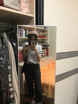 「UNIQUE（ユニーク）のアイテム（パンツ）」を使った、谈崩专家璇子酱さん（レディース・164cm）の夏コーディネート