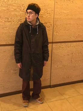 「フードコート」｜「アイテム（マウンテンパーカー）」を使った、Mdskさん（メンズ・173cm）の冬コーディネート