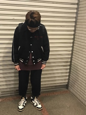 「ヘアバンド」｜「アイテム（スタジャン）」を使った、Mdskさん（メンズ・173cm）の冬コーディネート