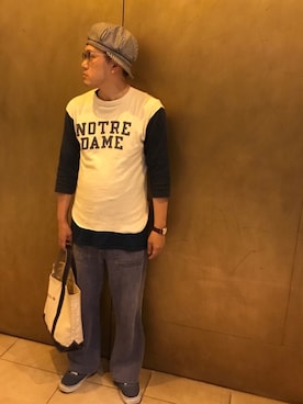 「ワークキャップ」｜「アイテム（腕時計）」を使った、Mdskさん（メンズ・173cm）の春コーディネート