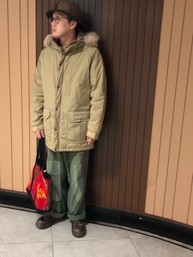 「WOOLRICH（ウールリッチ）のアイテム（マウンテンパーカー）」を使った、Mdskさん（メンズ・173cm）の冬コーディネート