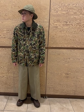 「カモ柄」｜「アイテム（ブーツ）」を使った、Mdskさん（メンズ・173cm）の冬コーディネート