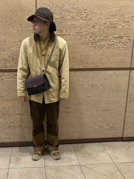 「レトロ」｜「アイテム（カバーオール）」を使った、Mdskさん（メンズ・173cm）の冬コーディネート
