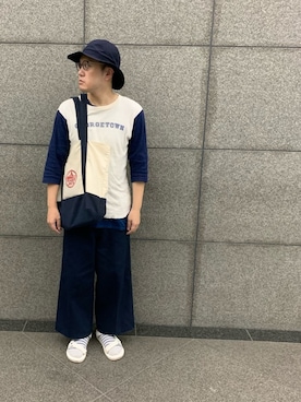 「ボーダーソックス」｜「アイテム（サンダル）」を使った、Mdskさん（メンズ・173cm）の春コーディネート