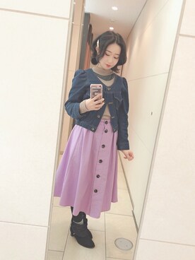 「dazzlin（ダズリン）のアイテム（デニムジャケット）」を使った、すのうほわいとさん（レディース・152cm）の冬コーディネート