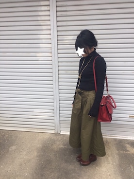 「スカンツ」｜「アイテム（チェスターコート）」を使った、yumiさん（レディース・155cm）の冬コーディネート