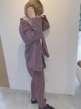 「アイテム（セットアップ、ピンク系）」を使った、miiさん（レディース・158cm）の冬コーディネート