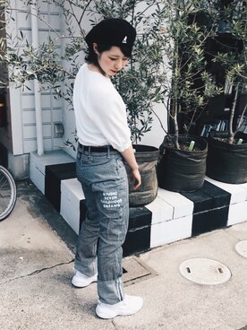 「PUMA」｜「アイテム（ハンチング/ベレー帽）」を使った、ayaさん（レディース・156cm）の春コーディネート