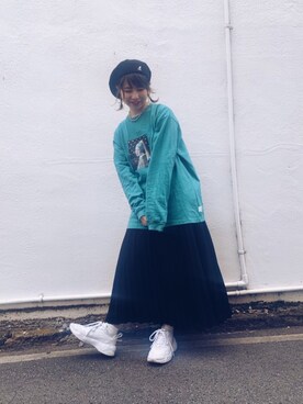 「PUMA」｜「アイテム（ハンチング/ベレー帽）」を使った、ayaさん（レディース・156cm）の春コーディネート
