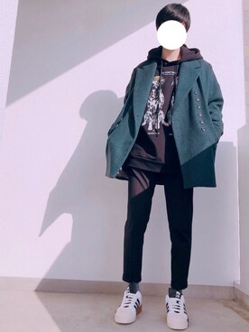 「SHAREEF（シャリーフ）のアイテム（パーカー）」を使った、jun。nさん（メンズ・178cm）の冬コーディネート