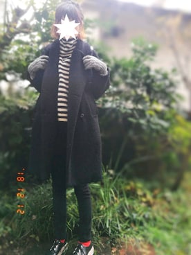 「DHOLIC（ディーホリック）のアイテム（チェスターコート）」を使った、もゆぴさん（レディース・166cm）の冬コーディネート