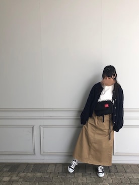 「ケーブルカーディガン」｜「アイテム（その他）」を使った、ひまりさん（レディース・154cm）の冬コーディネート