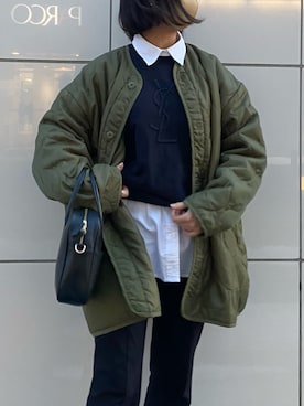 「kutir（クティール）の【新色追加】【2WAY】スクエアボストンバッグ（ボストンバッグ、ブラック系）」を使った、musubu366さん（レディース・155cm）の春コーディネート