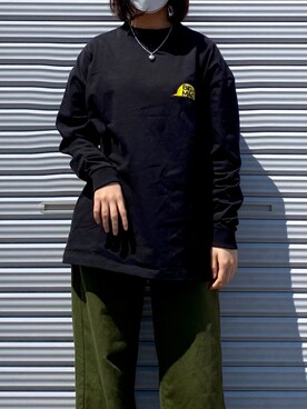 「usedのアイテム（トップス、ブラック系）」を使った、musubu366さん（レディース・155cm）の春コーディネート