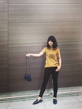 「アイテム（メッセンジャーバッグ、ブルー系）」を使った、chiu'さん（レディース・150cm）の秋コーディネート