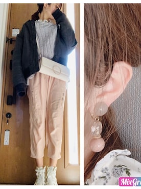 「くすみピンク」｜「アイテム（MA-1）」を使った、yumekaさん（レディース・164cm）の冬コーディネート