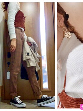 「レイヤードstyle」｜「アイテム（キャミソール）」を使った、yumekaさん（レディース・164cm）の冬コーディネート