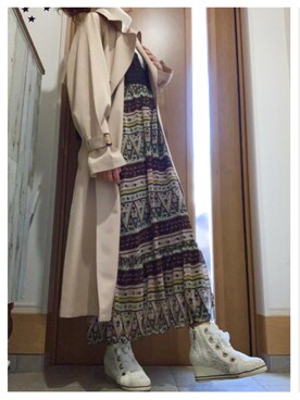 「ポニーテール」｜「アイテム（トレンチコート）」を使った、yumekaさん（レディース・164cm）の春コーディネート