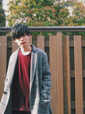 「FACTOTUM（ファクトタム）のアイテム（チェスターコート）」を使った、おちゃさん（メンズ・165cm）の冬コーディネート
