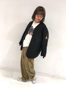「RNA」｜「アイテム（ミリタリージャケット）」を使った、kaorinさん（レディース・153cm）の秋コーディネート