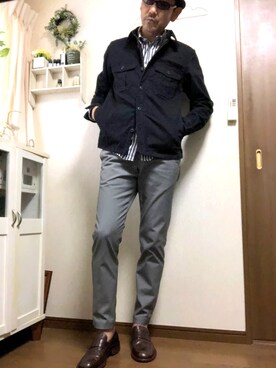 「NANO universe（ナノユニバース）のアイテム（ミリタリージャケット）」を使った、FTKさん（メンズ・178cm）の秋コーディネート