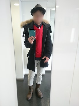 「BOREDOM（ボアドム）のアイテム」を使った、Leonさん（メンズ・177cm）の冬コーディネート