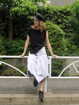 「アイテム（キャスケット）」を使った、Yukimiさん（レディース・168cm）の夏コーディネート