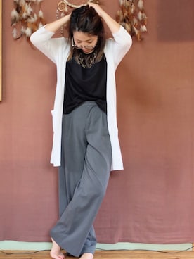 「UNIQLO（ユニクロ）のWOMEN オックスフォードワイドパンツ＋E（その他パンツ）」を使った、Manami さん（レディース・163cm）の春コーディネート