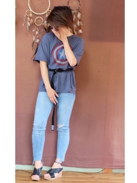 「カメラ女子」｜「アイテム（アクセサリー）」を使った、Manami さん（レディース・163cm）の春コーディネート