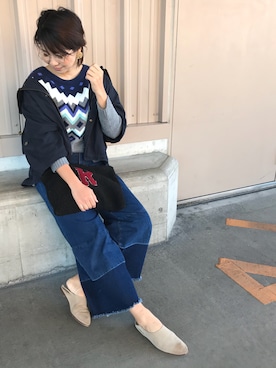 「earth music&ecology（アースミュージックアンドエコロジー）のアイテム（クラッチバッグ）」を使った、Manami さん（レディース・163cm）の秋コーディネート