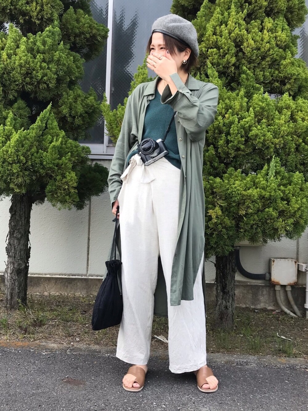 「リーボックラブ、平成最後のWEARISTAセンバツ、シンプルコーデ、リエディ、リエディ(Re:EDIT)、カジュアル」｜「Re:EDITの【2019SS展示会】リネンブレンドカシュクールパンツ（その他パンツ、ホワイト系）」を使った、Manami さん（レディース・163cm）の春コーディネートの1枚目の写真