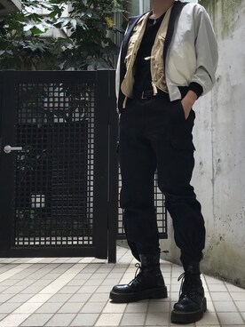 「Y's（ワイズ）のアイテム（ブルゾン）」を使った、蟲さん（メンズ・172cm）の春コーディネート