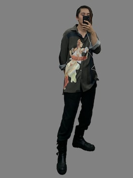 「Yohji Yamamoto（ヨウジヤマモト）のアイテム（ブーツ）」を使った、蟲さん（メンズ・173cm）の夏コーディネート