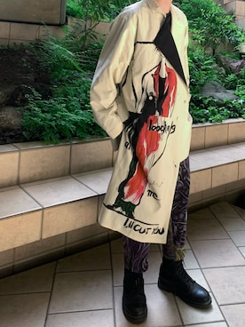 「Yohji Yamamoto POUR HOMME（ヨウジヤマモトプールオム）のアイテム（その他アウター）」を使った、蟲さん（メンズ・172cm）の春コーディネート