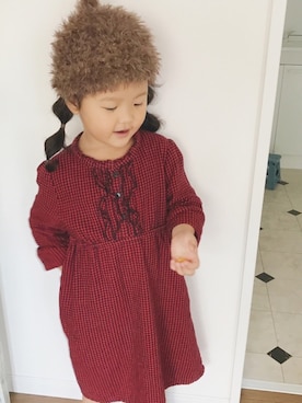 「UNIQLO（ユニクロ）のアイテム（シャツワンピース）」を使った、riiiiiさん（キッズ・100cm）の秋コーディネート