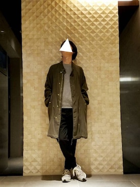 「黒パンツ」｜「アイテム（モッズコート）」を使った、SHOHEIさん（メンズ・170cm）の春コーディネート